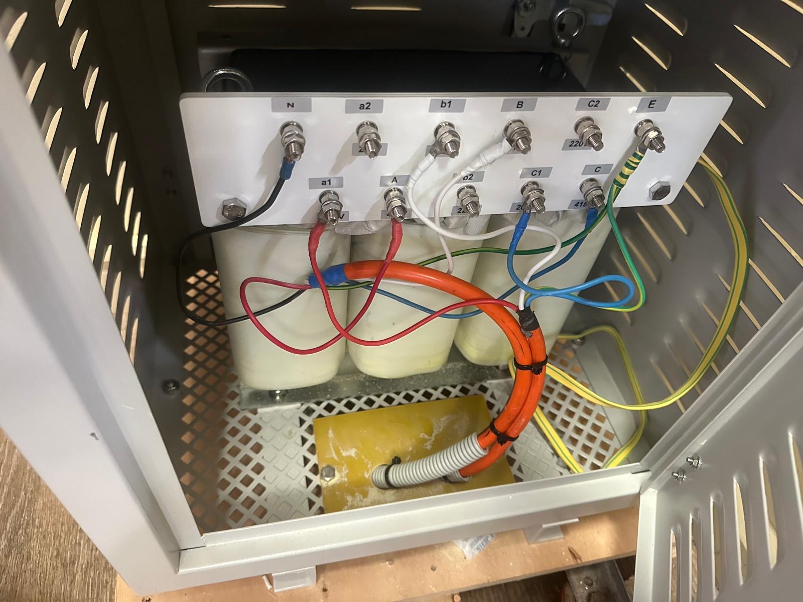 Transformer terminal board wired and labelled