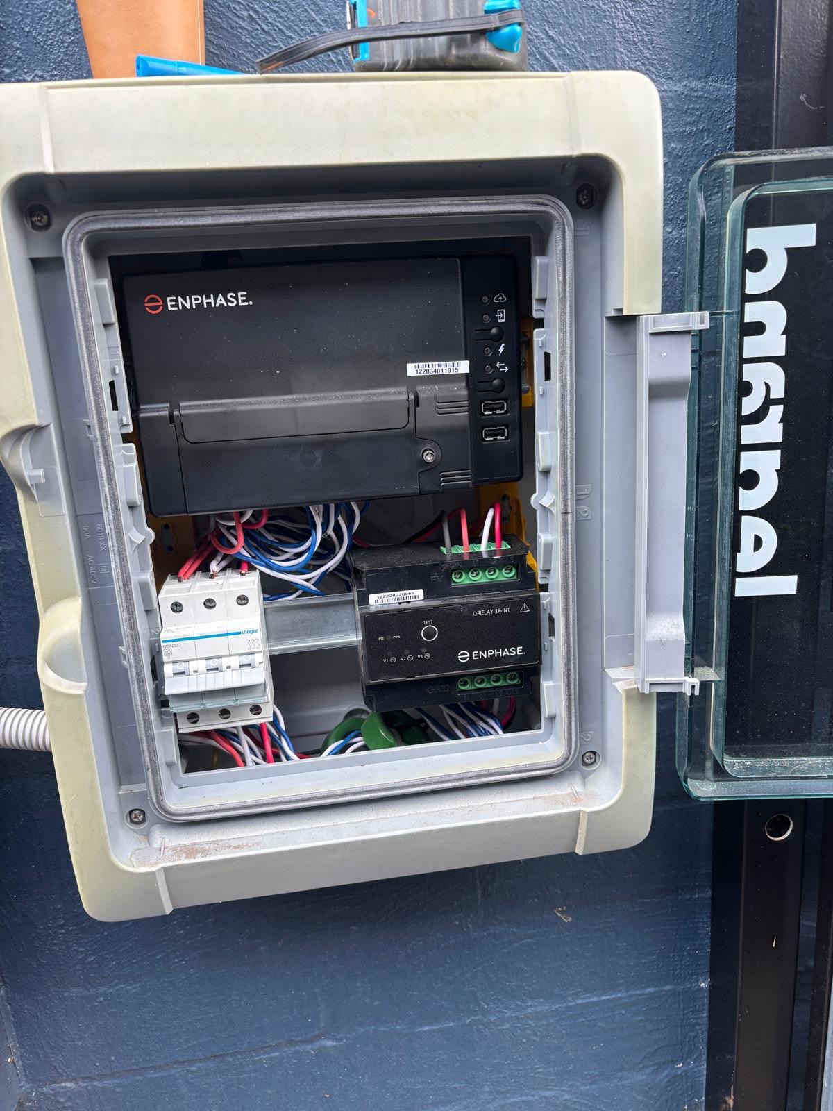 Enphase solar inverter and switchgear in an outdoor enclosure